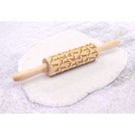 Cat Rolling Pin Yummy Sam Baking Pin Rod Laser Engraved Wood with Cat Design 13.4 inches Embossed Hardwood Cylinder... N2