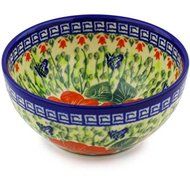 Ceramika Bona H4941F Polish Pottery Ceramic Bowl Hand Painted, 6-Inch