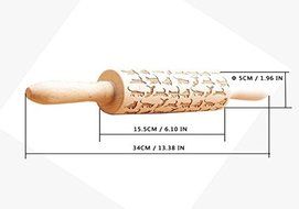 Hardwood Laser Engraved Rolling Pin with Cat Pattern for Cookies and Pizza N6