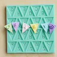Silicone Letter Flag Bunting Fondant Mold Chocolate Baking Mould Cake Decor