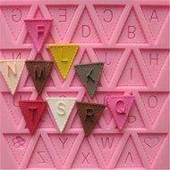 Silicone Letter Flag Bunting Fondant Mold Chocolate Baking Mould Cake Decor N2
