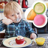 SafeGadgets Silicone Cupcake Liners. Pack of 12 Non&ndash;Stick Muffin Baking Cups, Bakeware sets. N6