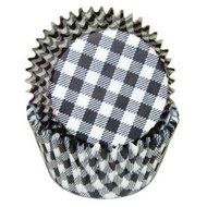 CLEARANCE FREE STANDARD SHIPPING - 24 Checkered Gingham Baking Cups - Black - for Muffins / Cupcakes / Cake Pops...