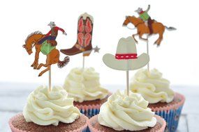 BeBeFun Cupcake Decorative Toppers Cowboys Shape Cupcake Decorating Tools for Party Supplies 24 Pieces in Pack...