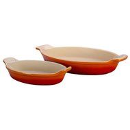 Le Creuset PG132028-2 Stoneware Heritage Oval Au Gratin Dishes, Flame