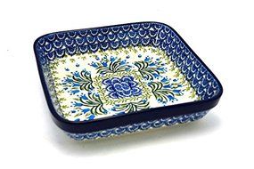 Polish Pottery Baker - Shallow Square - Small - Blue Bells