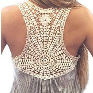 AIMTOPPY Women Summer Lace Vest Top Short Sleeve Blouse Casual Tank Tops T-Shirt (M, Gray) N3