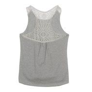 AIMTOPPY Women Summer Lace Vest Top Short Sleeve Blouse Casual Tank Tops T-Shirt (M, Gray) N5