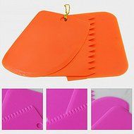 SORCO 3 Pcs Plastic Dough Icing Fondant Scraper Cake Plain Smooth Jagged Edge Spatula N2