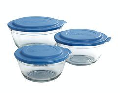 Anchor Hocking 6-Piece Mixing Bowl Set with Blue Lids