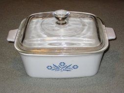 Vintage Corning Ware 1 1/2 Quart Cornflower Blue Rectangle Baking Dish Casserole w/ Lid - Made In USA P-4-B