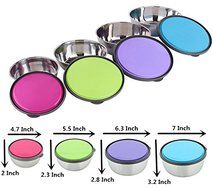 FUNJIA- 4 Pieces Multicolor Mixing Bowls set Stainless Steel Cooking Supplies, Mirror Finish Nesting Bowls, Perfect... N2