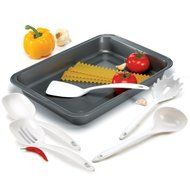 Baker's Secret Non-Stick Lasagna Roast Pan with Bonus 5 Piece Kitchen Tool Set