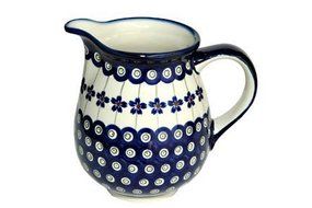 Polish Pottery Flowering Peacock Small Pitcher