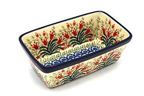 Polish Pottery Baker - Mini Loaf Pan - Crimson Bells