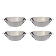SET OF 4 - 6 1/2 Inch Wide Stainless Steel Flat Rim Flat Base Mixing Bowl