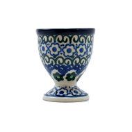 Polish Pottery Classic Egg Cup Traditional CA Stoneware Pattern Green Daisies