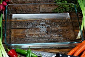 Personalized Engraved Gift for Grandma Or Mom's Casserole Dish with Made with A Pinch of Love Grandma's Kitchen N2