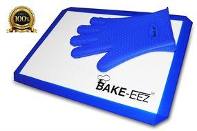 Silicone Baking Mat with Oven Mitt Set &ndash; Non Stick and Heat Resistant &ndash; Our Square Half Sheet 16 5/8 X 11&rdquo; Mat...