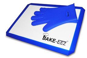Silicone Baking Mat with Oven Mitt Set &ndash; Non Stick and Heat Resistant &ndash; Our Square Half Sheet 16 5/8 X 11&rdquo; Mat... N4