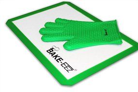 Silicone Baking Mat with Oven Mitt Set &ndash; Non Stick and Heat Resistant &ndash; Our Square Half Sheet 16 5/8 X 11&rdquo; Mat... N10