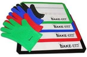 Silicone Baking Mat with Oven Mitt Set &ndash; Non Stick and Heat Resistant &ndash; Our Square Half Sheet 16 5/8 X 11&rdquo; Mat... N11