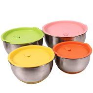 CoZroom Stainless Steel Mixing Bowls with Lids, Non-Slip, BPA-free Silicone Lids and Anti-slip Silicone Base,... N2