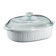 Corningware French White 4 Quart Oval Casserole W/ Glass Cover