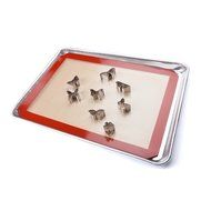 FortheChef's Butterfly Cookie Cutter Set with Half-Size Aluminum Sheet Pan and Silicone Baking Mat N2