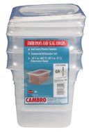 Cambro Set of 3 Translucent Food Pans and Seal Covers GN 1/2 Size, 4 Inch Deep