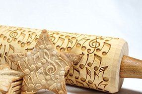 STODOLA Crazy notes - Engraved rolling pin for Embossed cookies 16.9-inch N2