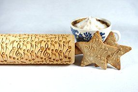 STODOLA Crazy notes - Engraved rolling pin for Embossed cookies 16.9-inch N3