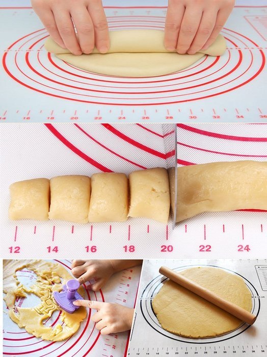 Daixers Silicone Baking Mats Large 23.62" x 15.74" ,Non Stick Non Skid Pastry-Mat with Measurements (Red) N4