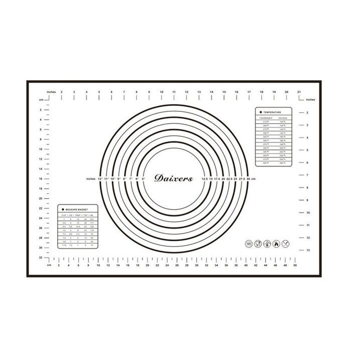 Daixers Silicone Baking Mats Large 23.62" x 15.74" ,Non Stick Non Skid Pastry-Mat with Measurements (Red) N12