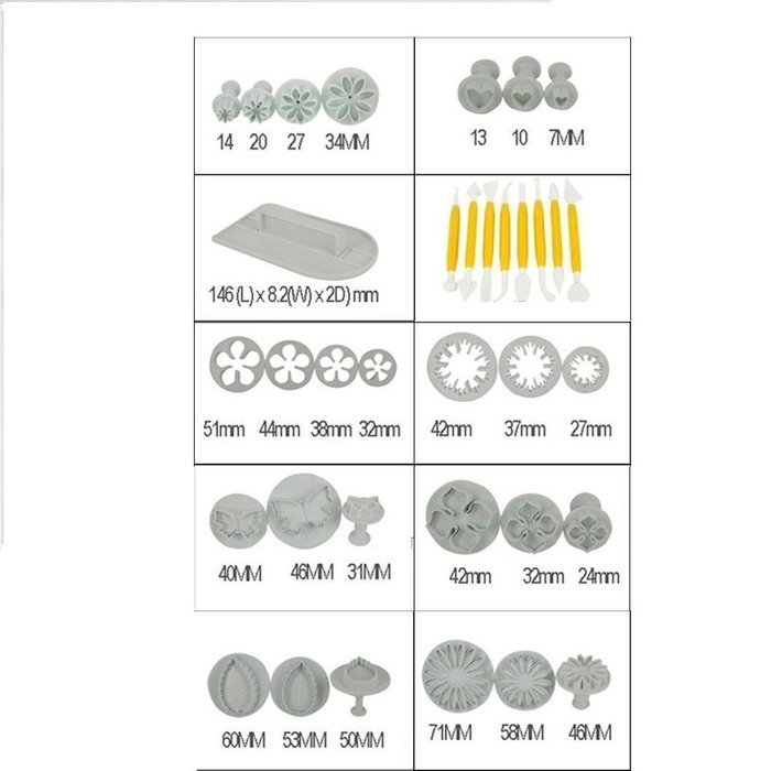 46pcs 14Sets Cake Decration Tool Set, Marrywindix Fondant Cake Cutter Mold Sugarcraft Icing Decorating Flower... N2
