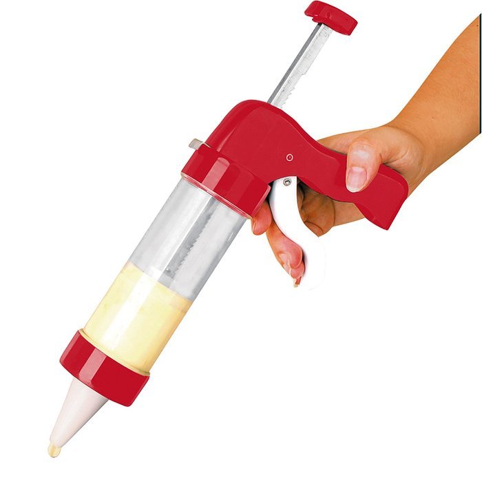 NuVita Cookie Press Set, 19 attachments 6 Decorating Tips and 13 Discs - Super Comfy Grip and Steady Design -...