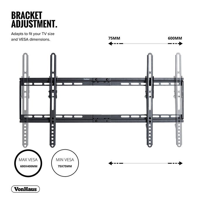 VonHaus TV Bracket Wall Mount with Tilt- for 32-65 inch LCD LED Plasma Flat Panels &ndash; Flat to Wall - Heavy Gauge... N5