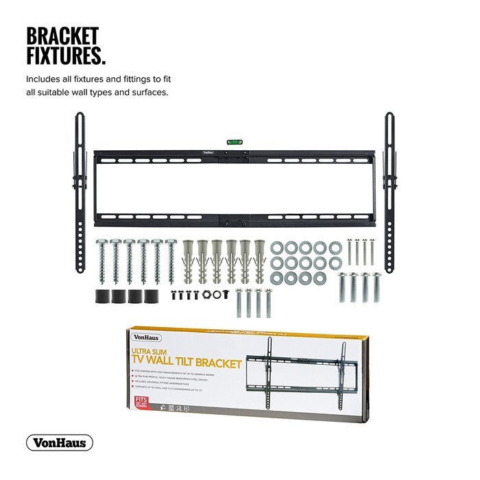 VonHaus TV Bracket Wall Mount with Tilt- for 32-65 inch LCD LED Plasma Flat Panels &ndash; Flat to Wall - Heavy Gauge... N8