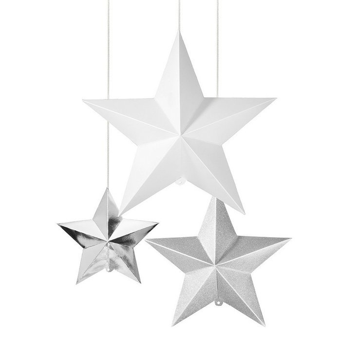 Talking Tables Party Porcelain Hanging Star Decorations (3 Pack), Gold N4