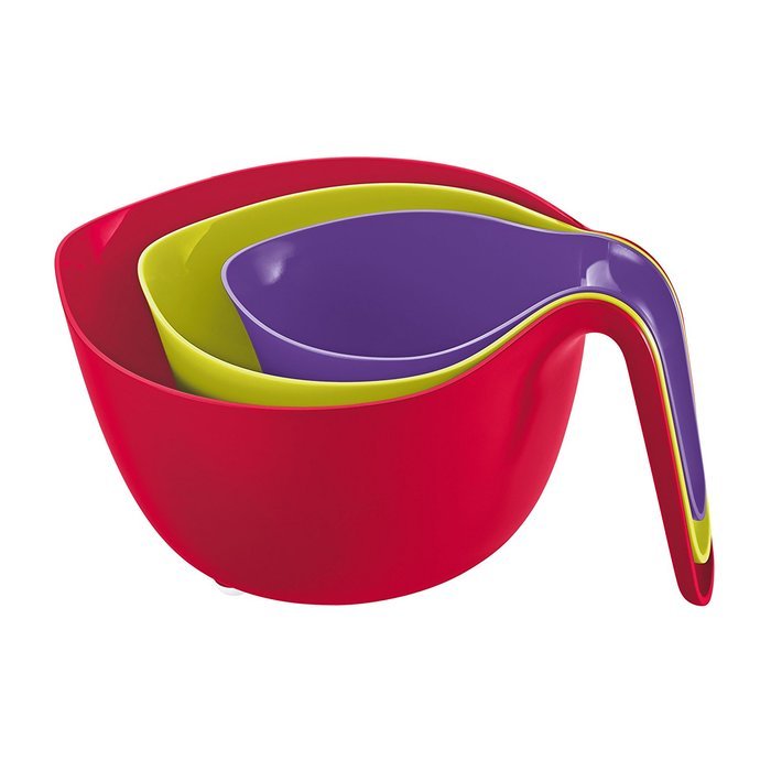 koziol MIXXX Mixing Bowl, set of 3, solid plum/mustard green/raspberry red