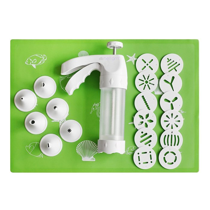 Christmas Cookies Press Dough Cookie Maker Gun Set with 12 Fun Shaped Cookie Cutter Tips for Icing, Includes Silicone... N3