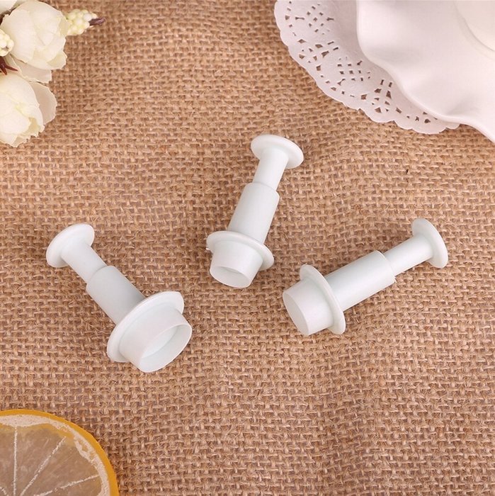 BleuMoo New 3x Round Fondant Cake Decorating Sugarcraft Plunger Cutters Tools Mould Mold N4