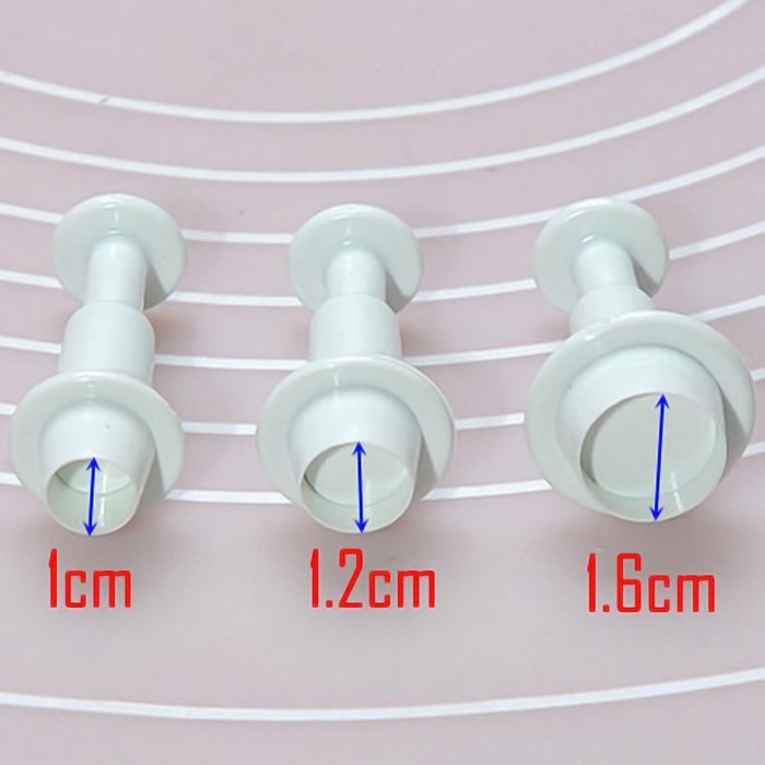 BleuMoo New 3x Round Fondant Cake Decorating Sugarcraft Plunger Cutters Tools Mould Mold N7