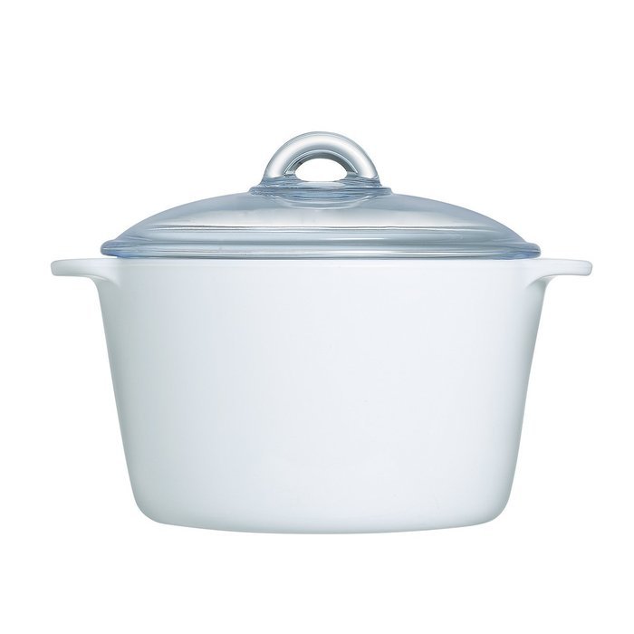 Luminarc Robin Shea Casserole with Lid (Set of 1), 3 L/3.1 quart, White