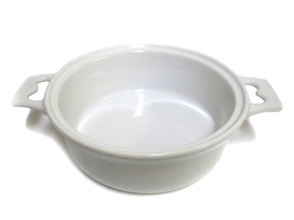 7" Round Stoneware Brie Baker with Wood Spreader (White) N2