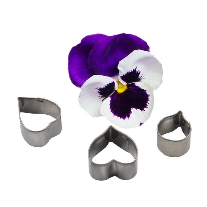 FOUR-C Gum paste Tools Pansy Fondant Cutter Set Sugar Flower for Cake Decorating Color Silver