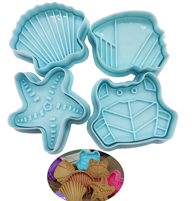 Cookie Cutters, Kootips 4 Pcs/set Sea Life Cookie Cutter Marine Life Fondant Cutter Cup Cake Decorating Tools...