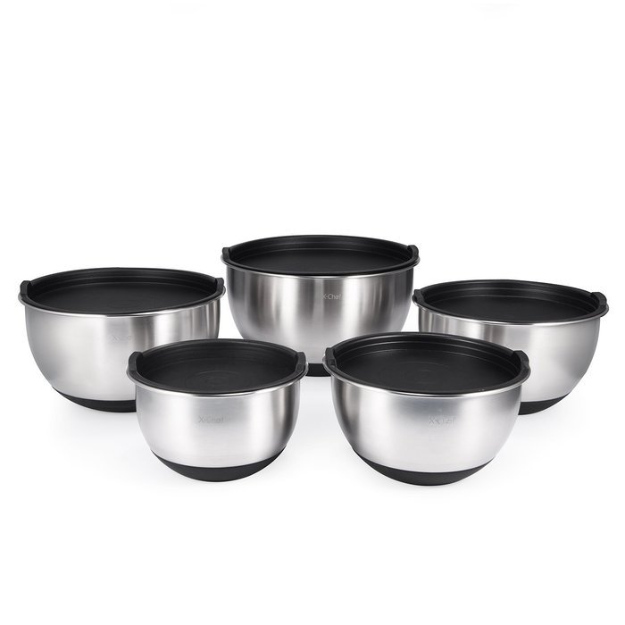 ch&eacute;ri d'amour Top Rated Premium Stainless Steel Non-Slip Mixing Bowls with Lids, 5-Piece Set Includes 1.5 Qt.,... N2