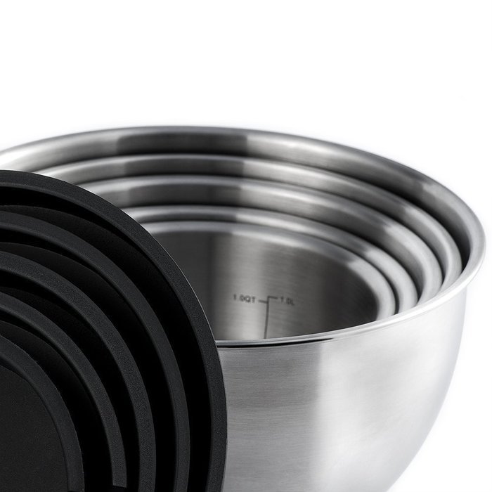 ch&eacute;ri d'amour Top Rated Premium Stainless Steel Non-Slip Mixing Bowls with Lids, 5-Piece Set Includes 1.5 Qt.,... N3