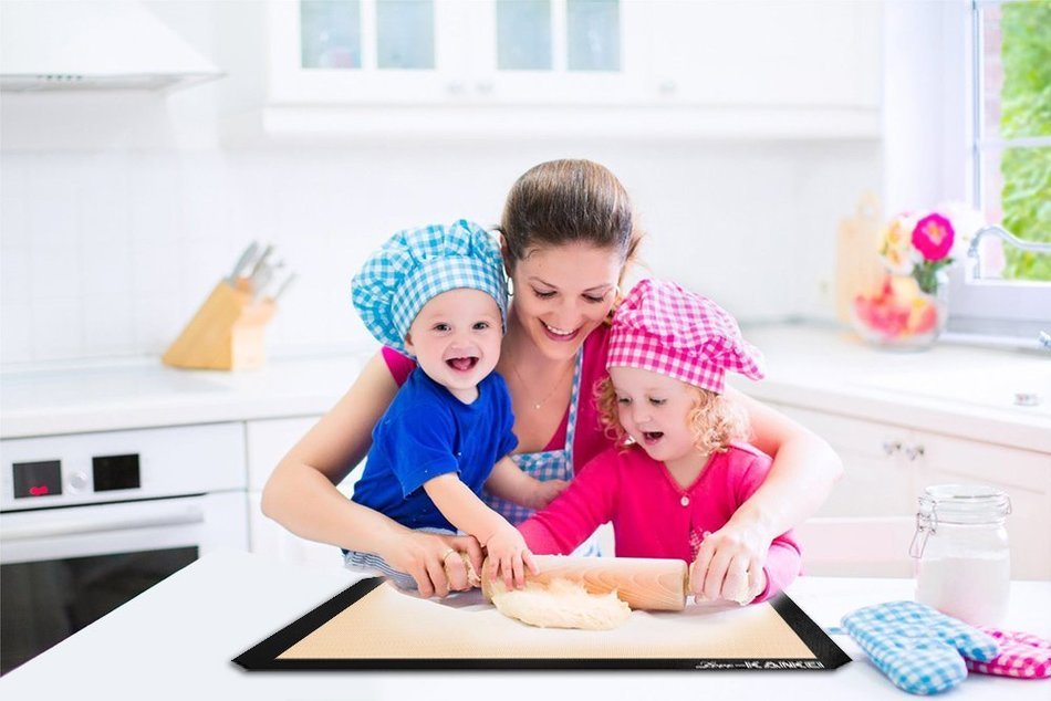 Love-KANKEI Food-Grade Non-Stick Silicone Baking Mat Set (2), Half Baking Sheet, Silicone Baking Sheet 11.6x16.5inches... N7